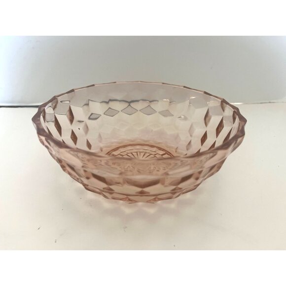 Pink Depression Glass By Jeannette Glass  Cubist Pattern 6 1/2” - Picture 2 of 5